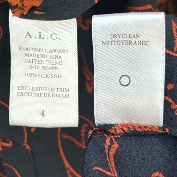 A.L.C.- “Mari” Silk, Printed, Halter Top in Black/Rust, Relaxed Fit - Size 4 - Picture 12 of 12